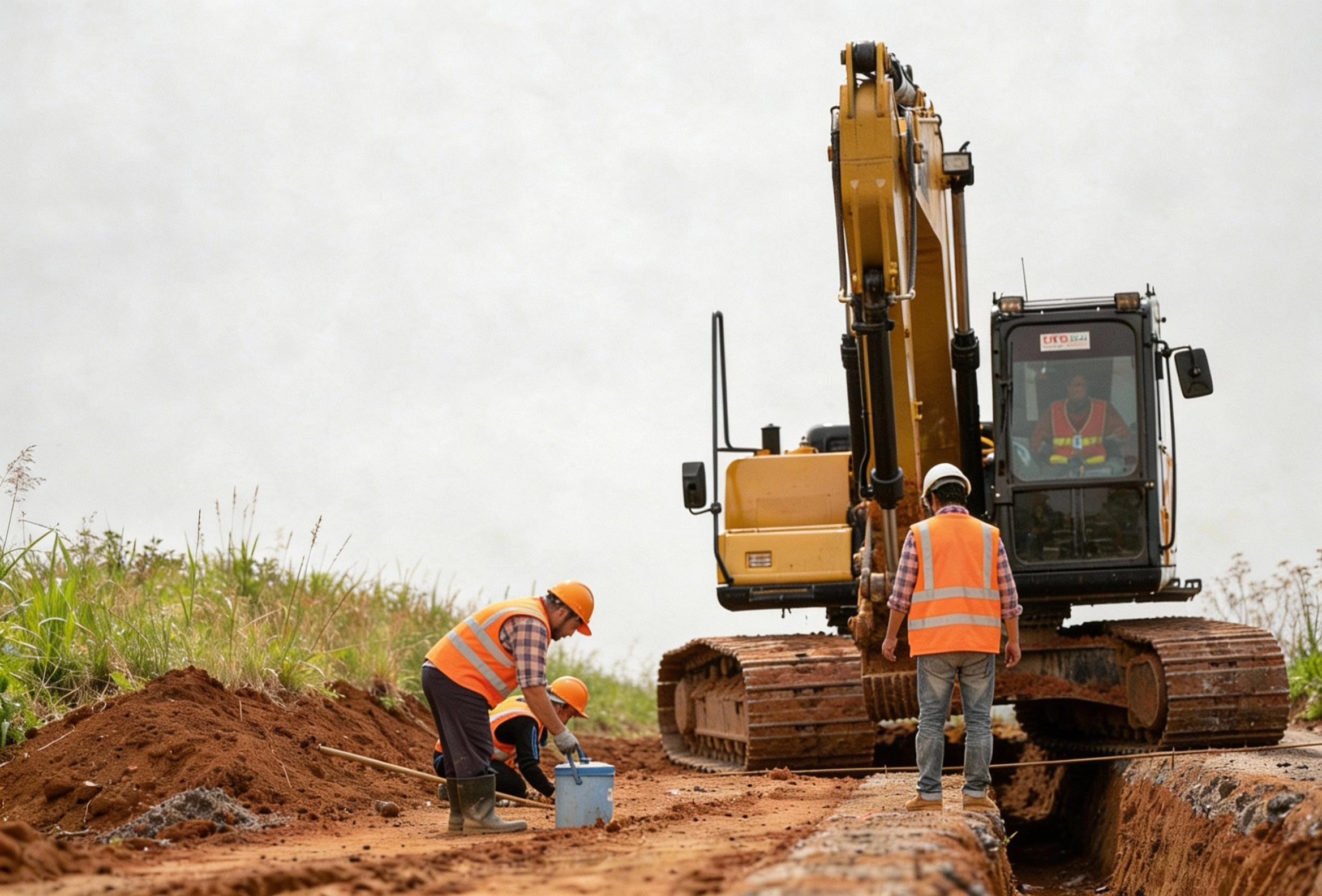 Excavation Pro LA excavation crew inspecting trenching work on a Los Angeles construction site