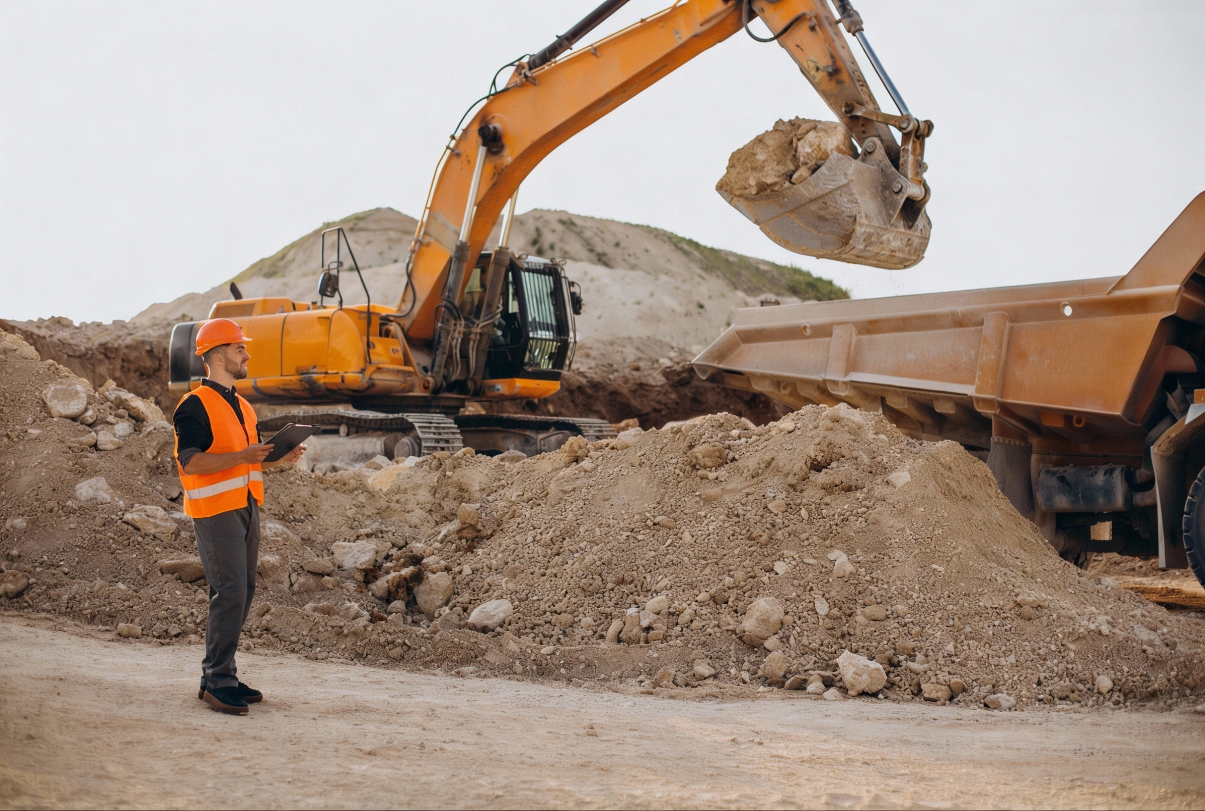 Excavation Pro LA excavation specialists reviewing construction plans during a Los Angeles site project